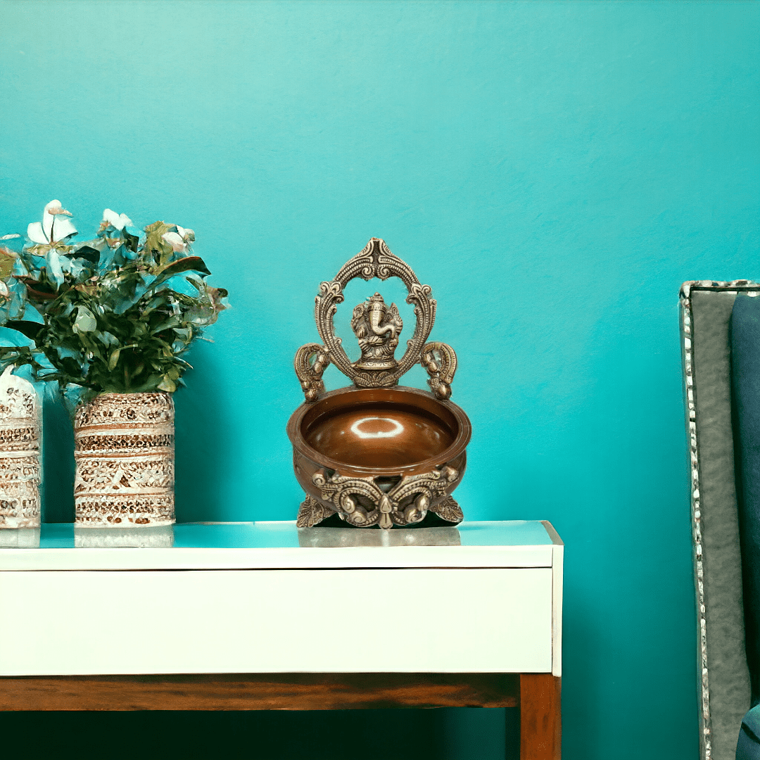 Brass Ganesha Design Brass Decor Urli Bowl